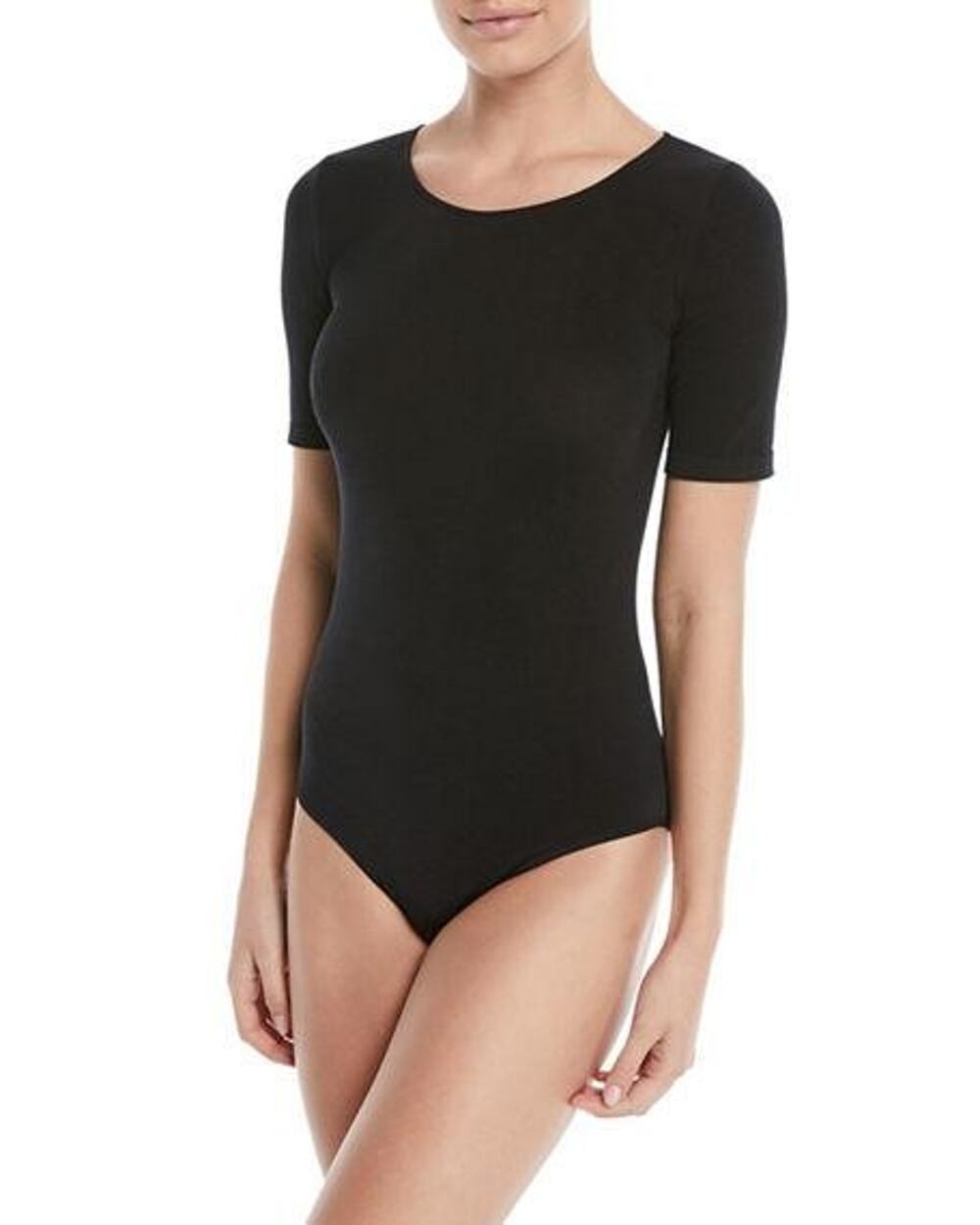 Wolford Bahama Bodysuit Womens Small Black Short Sleeve Stretch Classic Austria